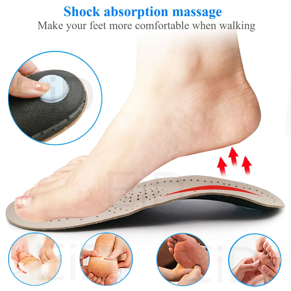 EiD кожа высокого качества insole стелька для плоских ног супинатор ортопедический обувь вставки в обувь для ног для мужчин и женщин