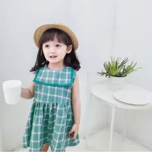 Г. Летняя хлопковая блуза в клетку в японском стиле для маленьких девочек; платье принцессы; милое детское платье; 6 шт/лот;