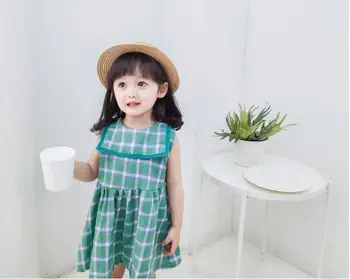 

Japan Style 2020 Baby Girls Summer Cotton Plaids Blouse Dress Princess Children Cute Dress 6 pcs/lot, Wholesal