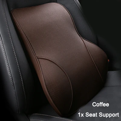 Кожаная Автомобильная подушка для поддержки сиденья s, подушка для спины и подголовника, подушка для шеи с эффектом памяти, поддержка поясницы, аксессуары для интерьера - Название цвета: Coffee Seat Support