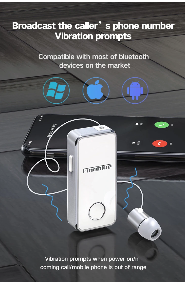 FineBlue F2 bluetooth 5,0 новые наушники-вкладыши вызова вибрации Bluetooth держатель для наушников Тип воротника Беспроводной наушники-капельки дляимузыка Бизнес