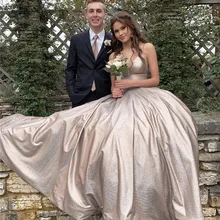 Mbcullyd великолепные платья трапециевидной формы с блестками для выпускного вечера Длинные сексуальные глубокий v-образный вырез Вечернее платье без спинки Пышное торжественное платье на заказ