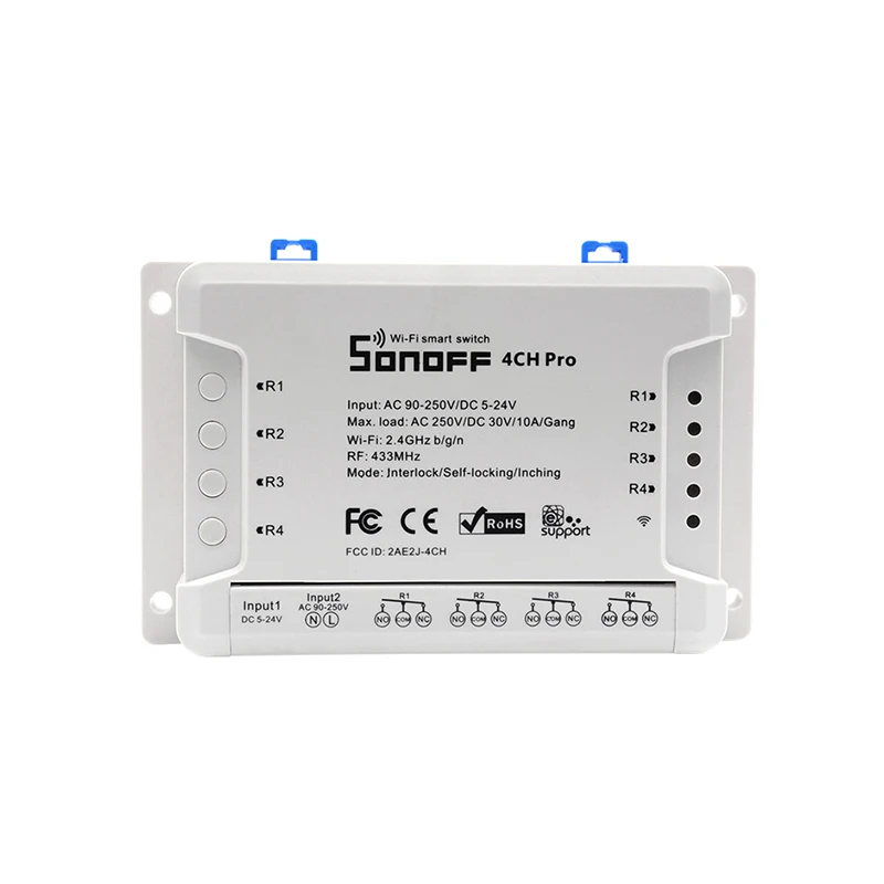 Sonoff PRO R2 433 МГц беспроводной смарт-переключатель 4 канала Wi-Fi управление Умный дом домашний комплект для Alexa совместимый/Google домашней автоматизации