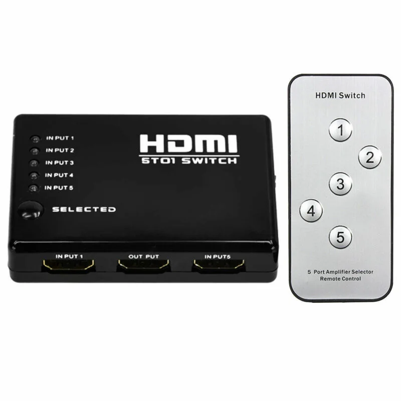 

5V DC 5-Port Full HD 1080P HDMI Female Switch Switcher Selector Splitter +Remote For HDTV PS3 DVD STB HDMI 1.3 + HDCP 1.0/1.1