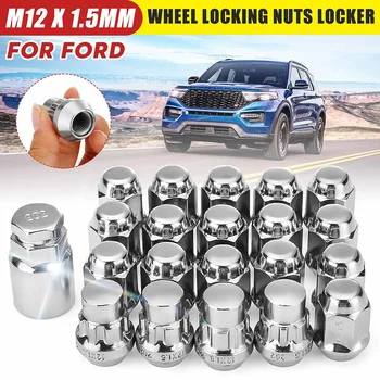 

21pcs/set Alloy Car Wheel Locking Nuts 60 Degree Tapered Security Bolts With Key M12x1.5mm For Ford Focus C-Max 2007-2010