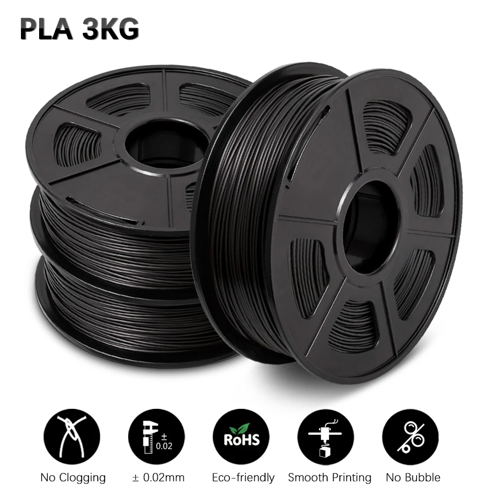 GOHIGH PLA Printer 3 Rolls 1.75MM  Spool PLA Materials with Vacuum Free Ship Refills Accessory