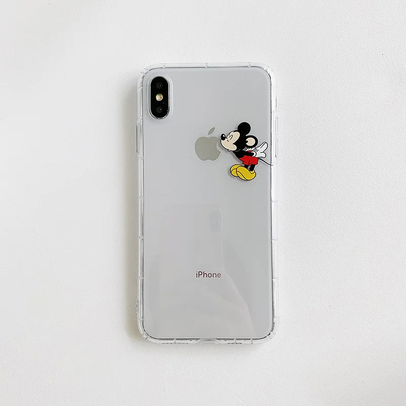 Забавный мультяшный чехол для телефона с мышкой для iPhone X XR Xs Max 8 7 6 6s Plus 11Pro Max ультратонкий плотно прилегающий мягкий прозрачный чехол - Цвет: 1