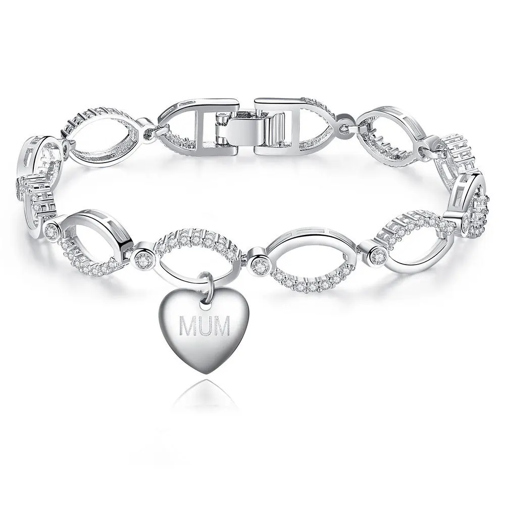 

TB024 Heart shaped tag bracelet heart letter