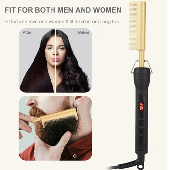 

3 in 1 Hair Straightener Styler Curler Brush Heat Ceramic Iron Hot Comb Flat Irons Straightening Brush Hot Heating Comb