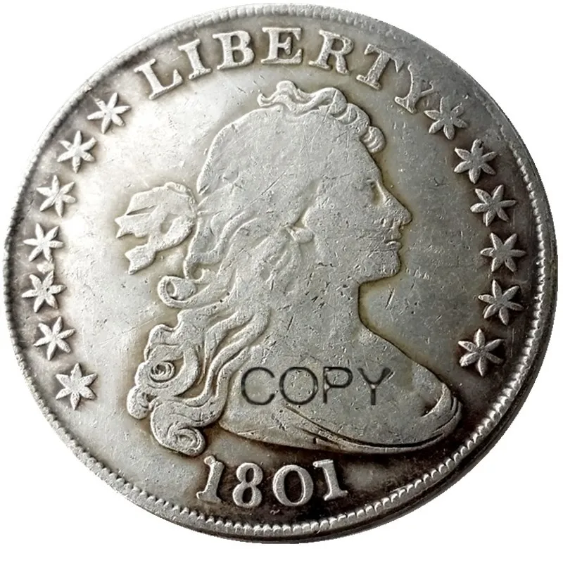 США 1801 драпированный Бюст доллар посеребренный имитация монеты