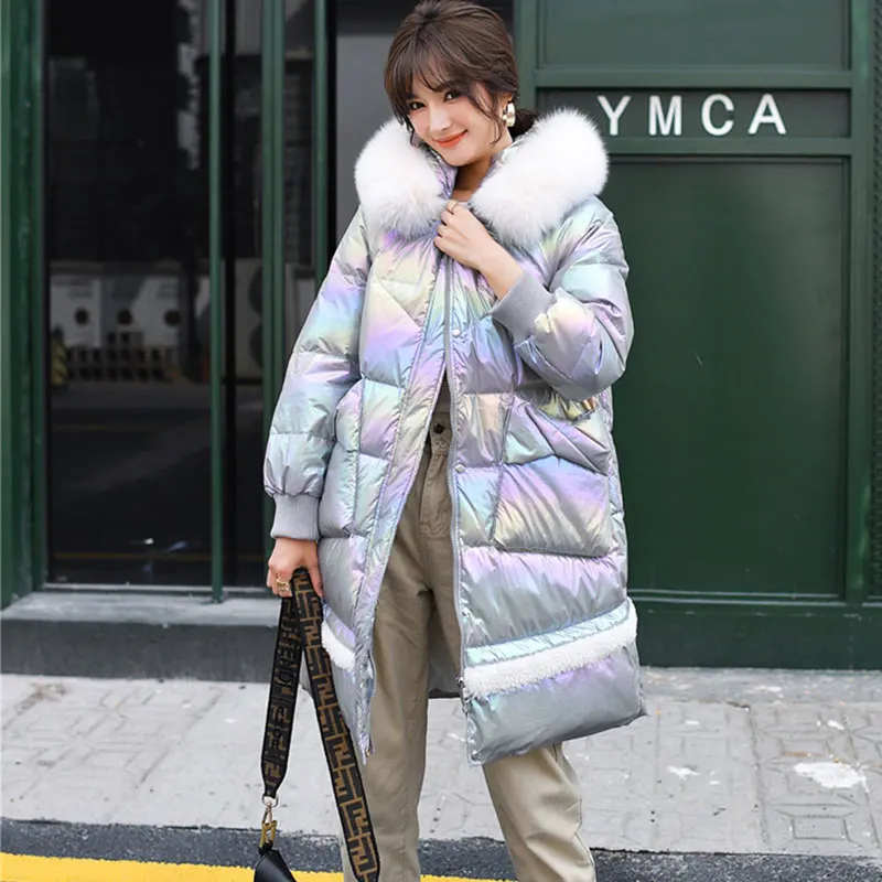 

2020 Real Natural Fur Down Parka Winter Jacket Women Thicken Hooded Coat Female White Duck Down Waterproof Snow Outwear fur coat