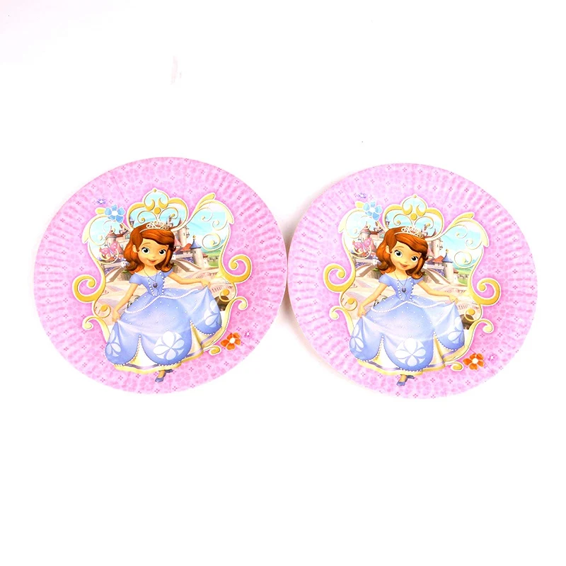 7inch Plate 10pcs София принцесса тематическая вечеринка на день рождения Декор бумажная салфетка под тарелку кружку баннер флаг посуда набор детский душ вечерние принадлежности - Цвет: 7inch Plate 10pcs