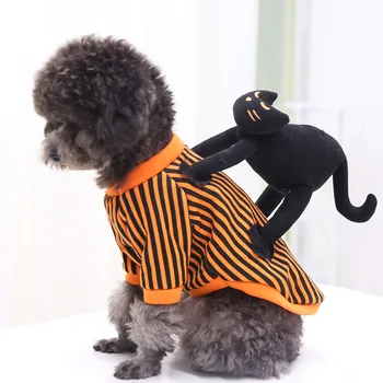 

Cosplay Striped Pattern Autumn Outdoor Daily Black Cat Doll Festival Party Windproof Two Legs Halloween Warm Pet Dog Clothes