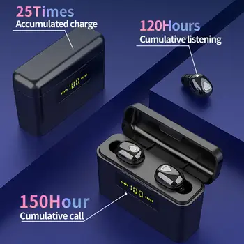 

Invisible Earphones Mini Stereo Earset LED Power Digital Display TWS Noise Reduction Wireless Bluetooth Headphone Voice Message