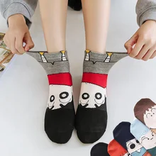 Милые носки с забавным принтом в стиле Харадзюку; модные прямые хлопковые носки с рисунком японского Crayon Shinchan; 5 пар = 10 штук