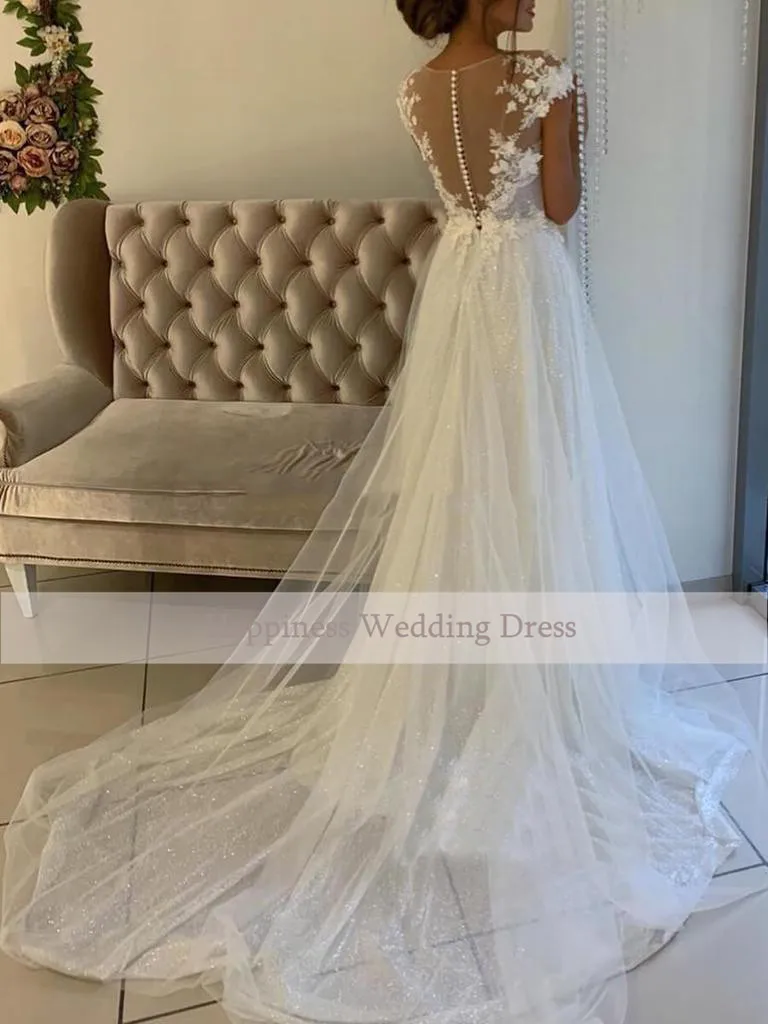 Booma-Cap-Sleeve-Lace-Appliques-Wedding-Dresses-Boho-Bridal-Gown-Beach-Princess-Wedding-Gown-Back-Illusion