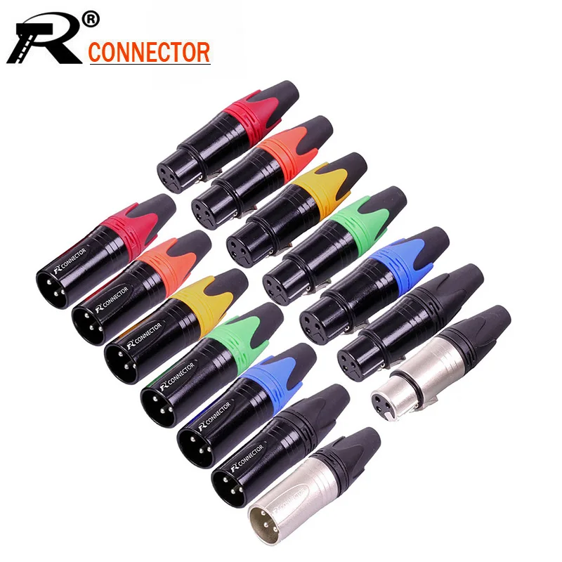 Conector de Fio de Áudio Lote Pinos Xlr Plug Jack Macho Fêmea Microfone Conector Mic Adaptador Cabo Terminal 7 Cores 10 Pçs – 3