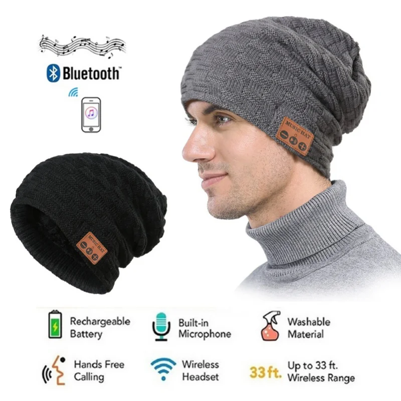 Bluetooth Earphone Music Winter Wireless Headphone Cap Headset With Mic Sport Hat For iPhone Samsung Phone Gaming Headset