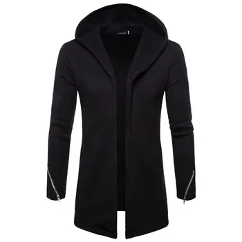 

Men's Fashion Coats Men Hooded Zipper Trench Coat Jacket Cardigan Long Sleeve Outwear Blouse Coat Solid Color Sweatshirts 2020
