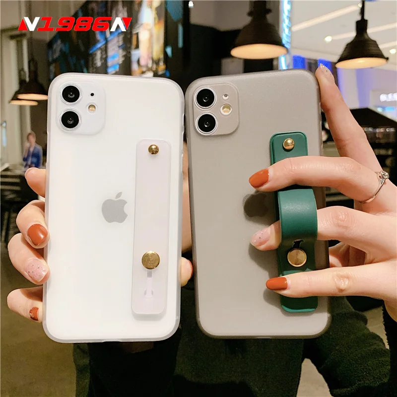

N1986N Phone Case For iPhone 11 Pro X XR XS Max 6 6s 7 8 Plus Fashion Matte Ultra Thin Soft PP Wristband Design For iPhone 11