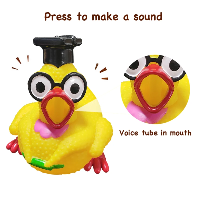2020 New 5-shape Pets Dog Toys Screaming Duck Squeeze Sound for Dogs Funny Squeaky Yellow Rubber Ducky Dog Chew Toys ,Random 1pc