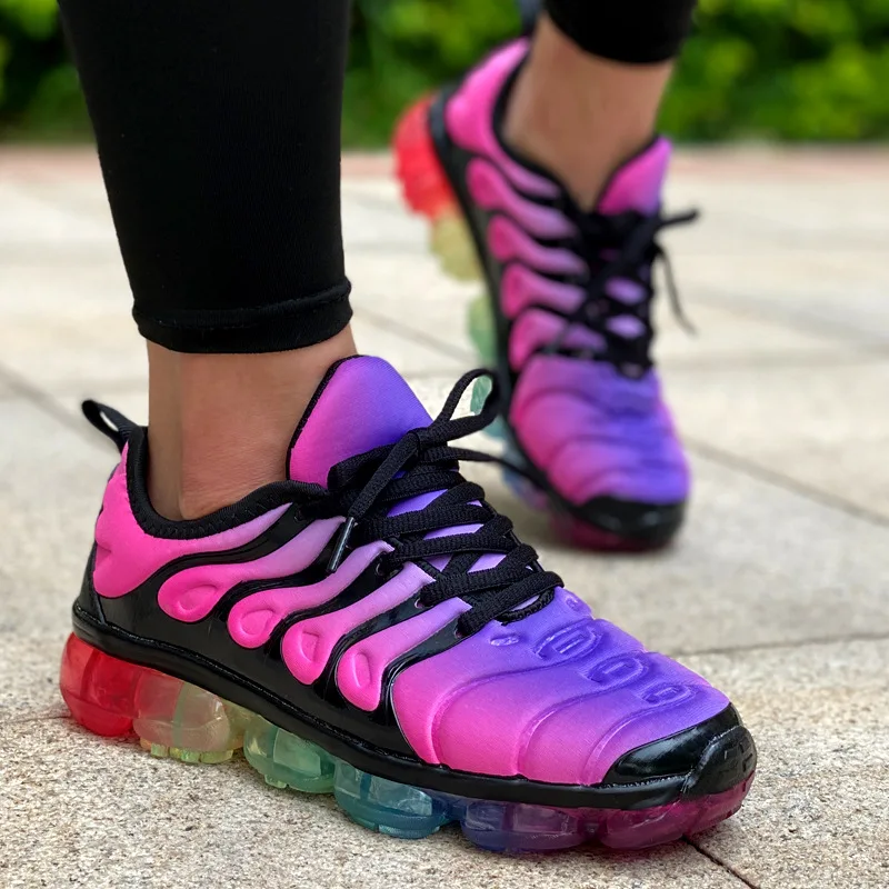 Chaussures pour femmes baskets mode arc-en-ciel couleur plate-forme chaussures chaussures de marche décontractées confortable en plein air dames chaussures vulcanisées