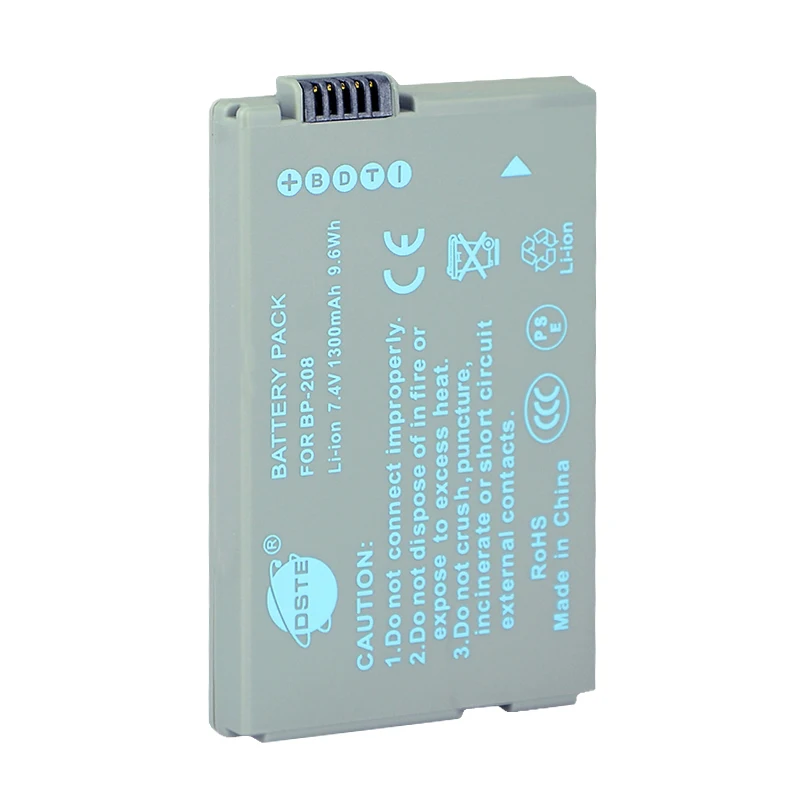 2 шт. 1300 мАч 7,4 V DSTE BP-208 Батарея Зарядное устройство для Canon DC22 DC220 DC230 DC40 DC50 DC51 DC95 для Elura100 FVM300 Ivis DC22