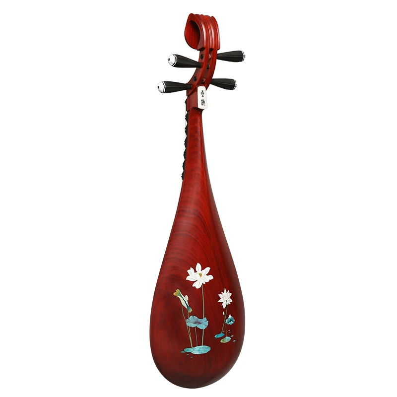 New Type Fine-tuning Axis Pipa 8912CF African Red Sandalwood Material Natural Wood Color Water Hibiscus Pipa Musical Instrument
