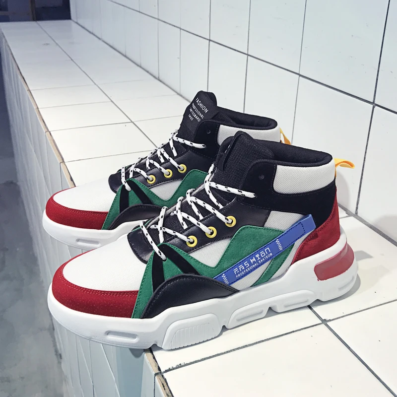 red Leader Show Men Walking Shoes Lace-up Korean Version Of The high-top Shoes Trend Sport Shoes Zapatillas Hombre Men Sneaker - Цвет: red
