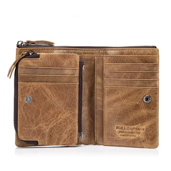 

Wallet Male Anti-theft Brush Removable Leather Zipper Short Purse Wallet Man Wallets Mens Card Holder Carter ia Portfel Murse