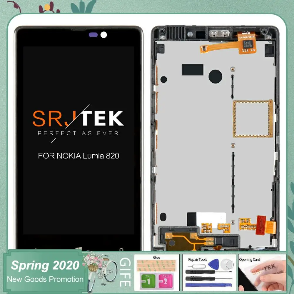 

100% Original 4.3" 800x480 For Nokia Lumia 820 LCD Touch Screen with Frame For Nokia 820 Display Digitizer Assembly N820