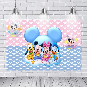 

Photo Background Bubbles Baby Mickey Minnie Mouse Pluto Daisy Pattern Custom Photo Studio Background Backdrop Vinyl