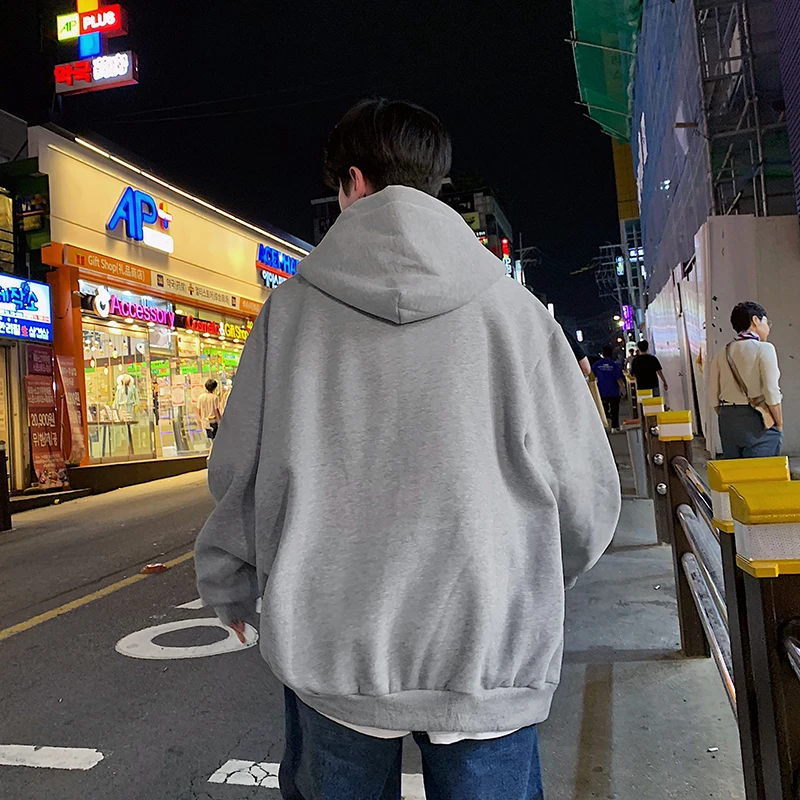 Осень и зима Ins супер огонь Harajuku стиль Мужская куртка свободный с капюшоном плотый вязаный кардиган толстовка студентов дикий