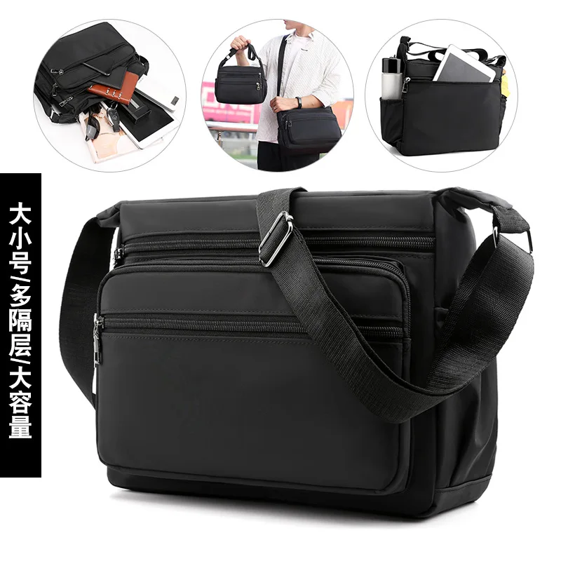

Business Casual MEN'S Single-shoulder Bag Waterproof Nylon Bag Lightweight Travel Commuter Bag Fashion Large Capacity Shoulder B
