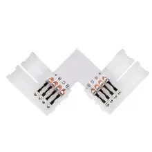 4 pinos 10mm 20 Pçs/set L Forma ABS LED RGB Conector Conjunto Unwired Gapless RGB Solderless Conector SMD 5050 Luzes LED Acessórios