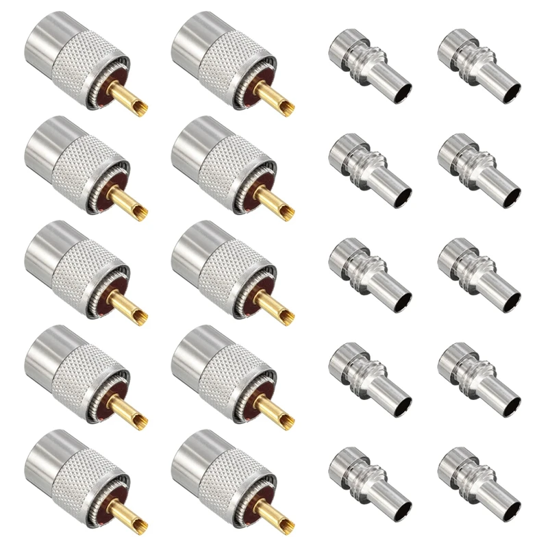 10 X PL259 UHF Connector Male Plug With Reducer for RG8X Coaxial Cable +Tube | Обустройство дома