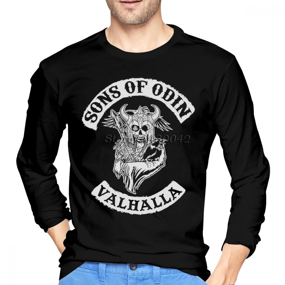 Valhalla Sons Of Odin футболка с викингами для мужчин длинным рукавом Хлопок группа