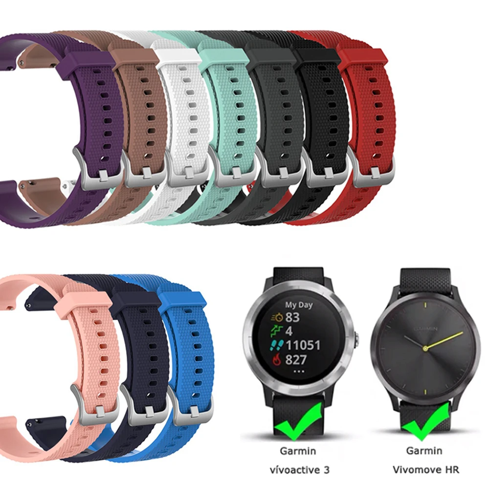 20 мм сменный ремешок для Garmin Vivoactive3 Vivomove HR ремешок силиконовый браслет для Vivoactive 3 аксессуары браслет