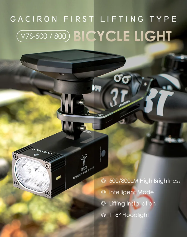 Cheap Gaciron Intelligent V7S 500/800Lumen Mountain Bicycle Light Front GoPro USB Rechargeable IPX6 Waterproof Bicycle Light For Race 0