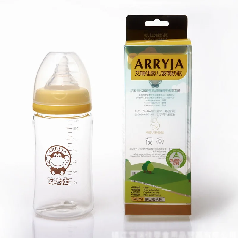 

Mom And Baby everite jia Thick Type Borosilicate Arc Crystal Diamond Wide Mouth Glass Feeding Bottle 240 Ml