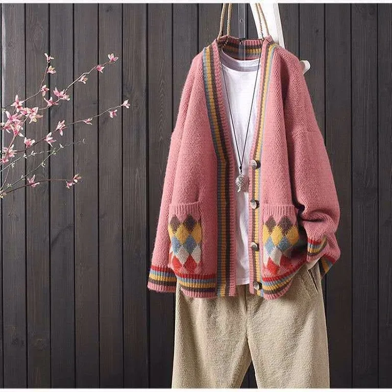 

Sweater cardigan women's jacket loose Korean style lazy wind outside knit sweater autumn winter new women