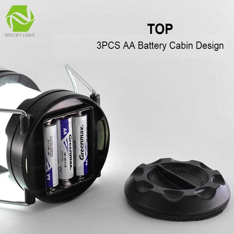 Multi-functional Portable LED Lantern Power Bank Camping Emergecy Light USB Charging 3pcs AA and 2pcs 18650 Battery Power Supply (5)