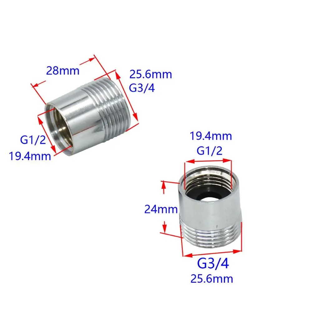 Conector de latón macho 3/4 a 1/2 hembra para cabezal de ducha, adaptador  de junta reductora, alargador, accesorios para lavadora, 1 unidad