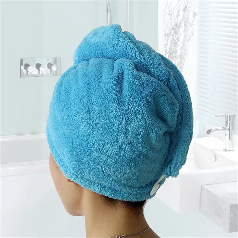 blue Полотенце s для женщин, полотенце из микрофибры, коралловый бархат, сухая шапка для волос, быстросохнущее полотенце для волос, банные полотенца для взрослых, банные полотенца из микрофибры, полотенце - Цвет: blue