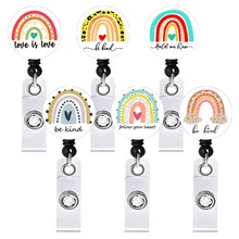 

Rainbow Rotating Crocodile Clip Easy Pull Retractable Buckle Applicable Exhibition Lanyard Business Card Badge Holder as a Gift