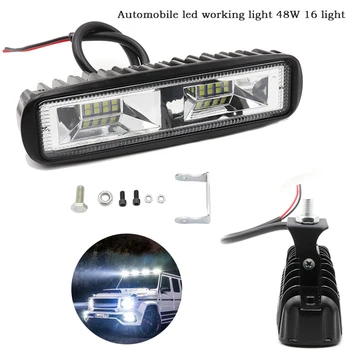 

LED work light 12v-24v 48W LED light strip flood bulb automobile driving fog light for jeep truck tractor marine Trailer