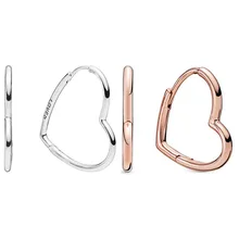 Аутентичные 925 пробы Серебряные Оригинальные Асимметричные европейские серьги-гвоздики в форме сердца для женщин, подарок с бусинами, ювелирное изделие своими руками