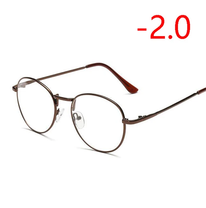Diopter SPH-1,0-1,5-2-2,5-3-3,5-4 готовые очки для близоруких очков с металлической оправой овальные очки для близоруких рецептурных очков - Цвет оправы: Myopia 200