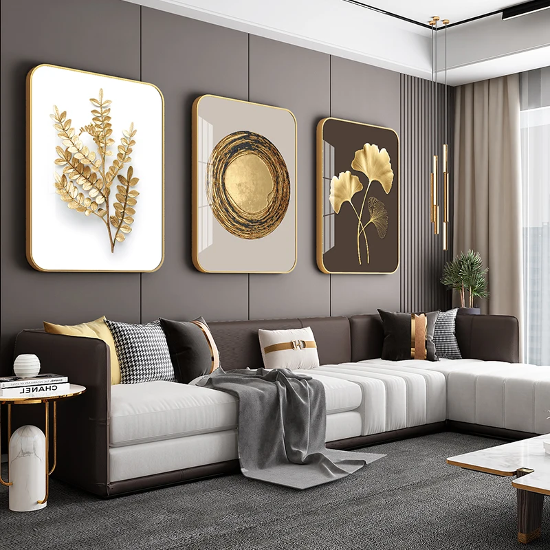 

Living Room Decoration Painting Light Luxury Sofa Background Wall Hanging Layout Modern Triptych Nordic Style Mural High Quality