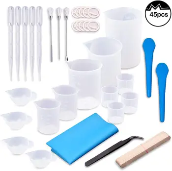 

Epoxy Resin Silicone Molds Resin Mixing Cups Tools Kit Graduated Plastic Measuring Cups for DIY Casting Painting Jewelry Making